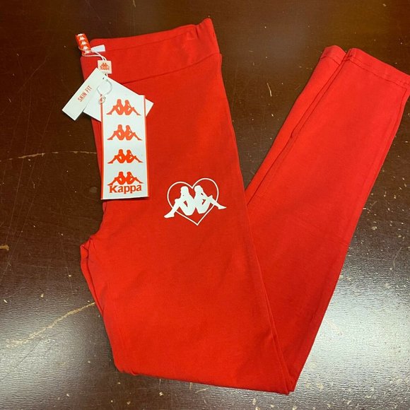 Kappa Womens Red Black Authentic Tarnow Slim Fit Compression Leggings Size L XL - Picture 1 of 7